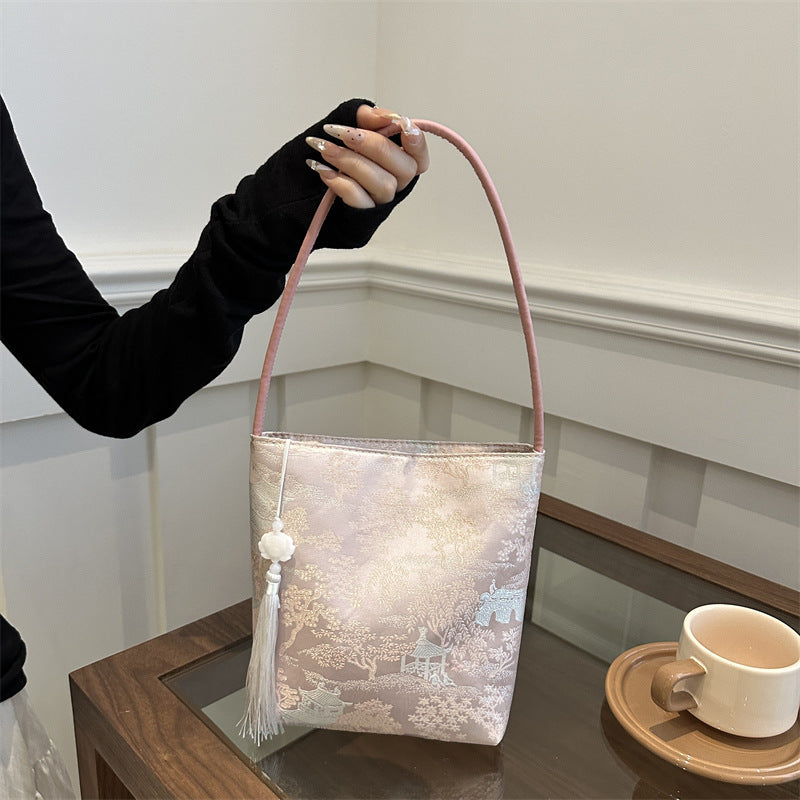 Chinese-Style Vintage Hanfu Bucket Handbag