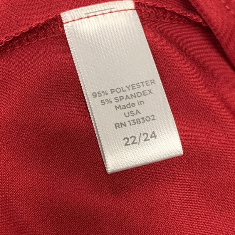 Avenue Womens Size 22/24 Red PolySpandex Long Sleeve Key Hole Tunic Shirt Top