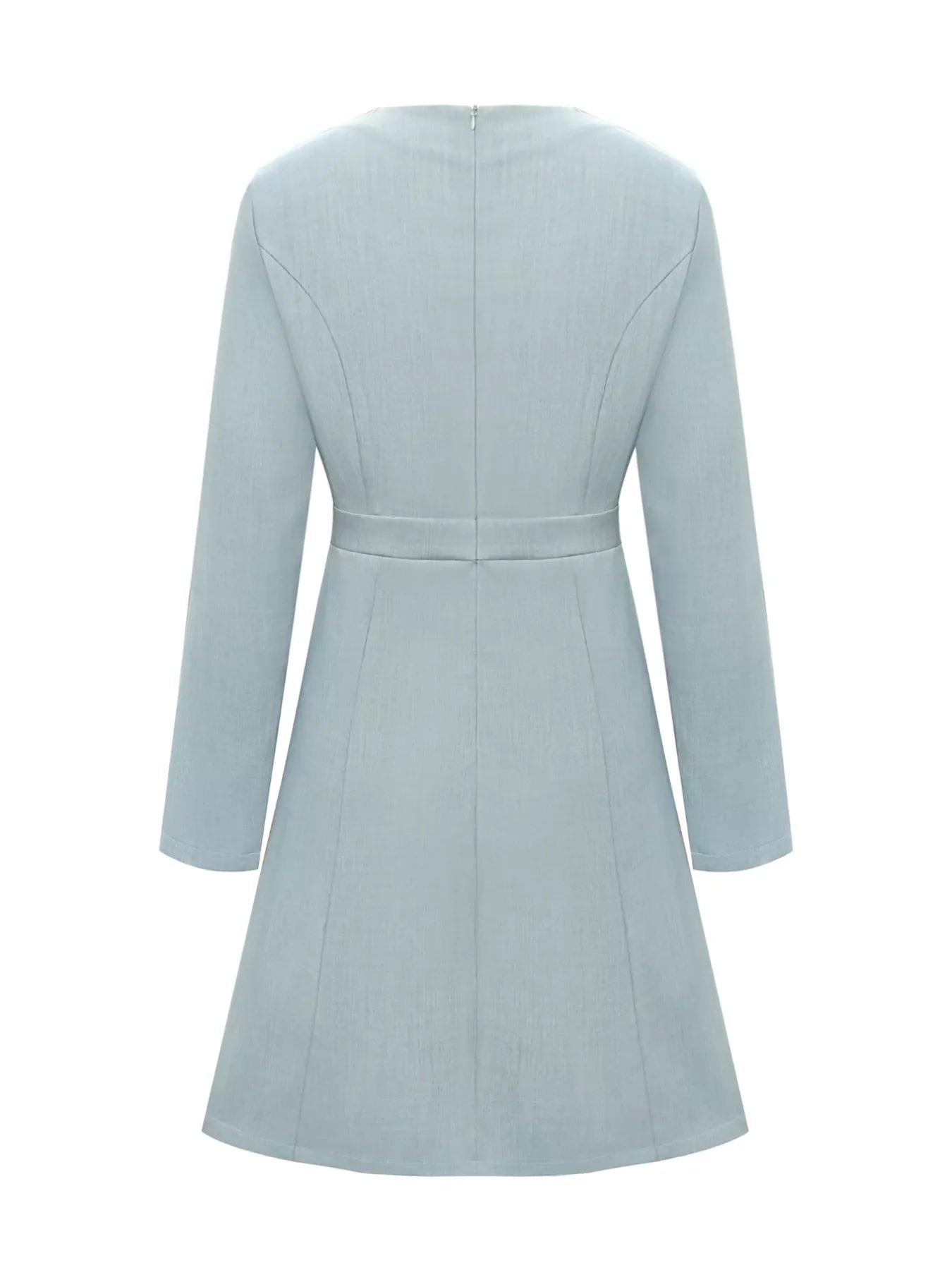 A-Line Decor Button Long Sleeve Dress
