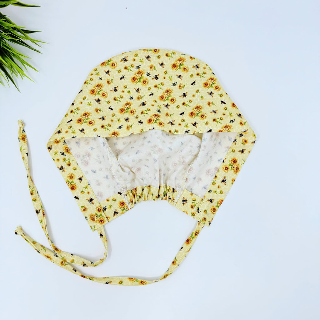 Bee And Sunflower Bouquets regular surgical cap. Scrub caps for women and men.