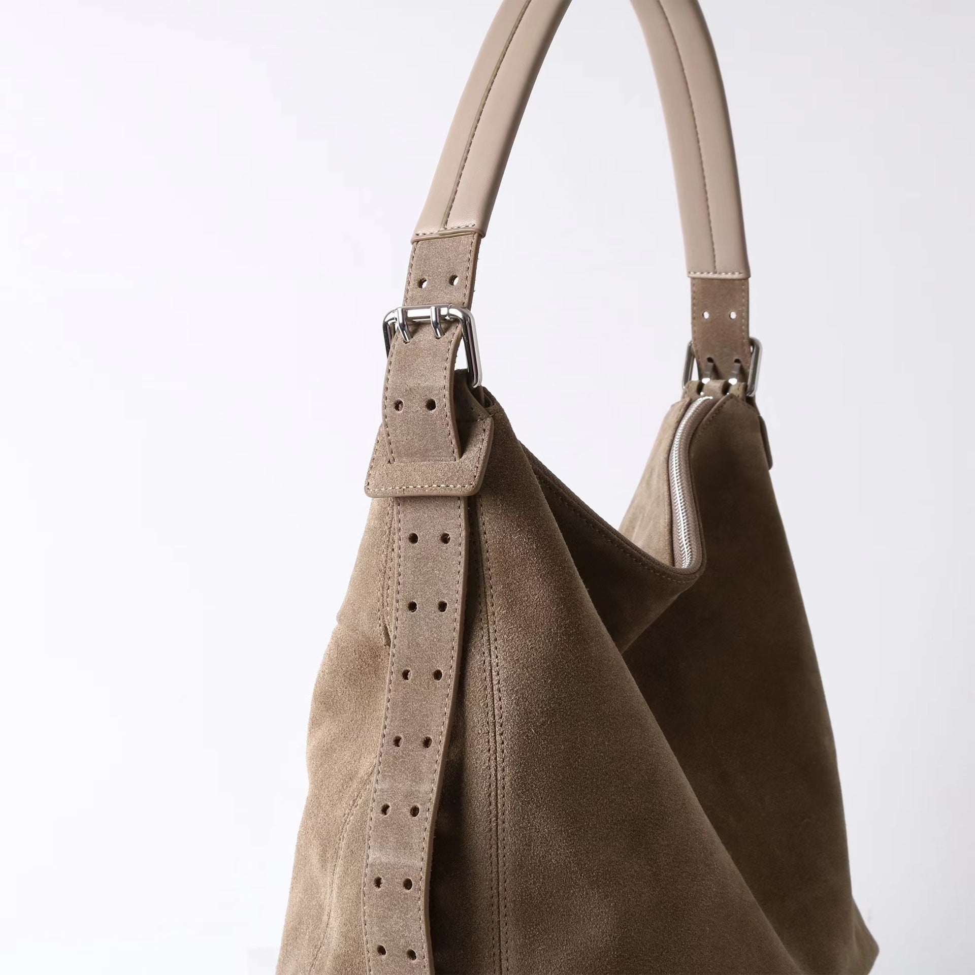 Women's Genuine Leather Bucket Crossbody Shoulder Bag – Retro Suede Soft Structured Handbag