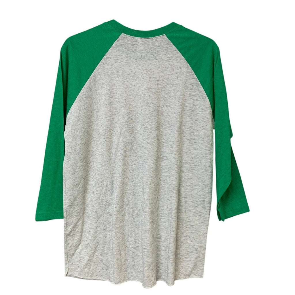 New Hand Printed Womens Medium Cheetah Cross Pray Long Sleeve Raglan Tee Shirt
