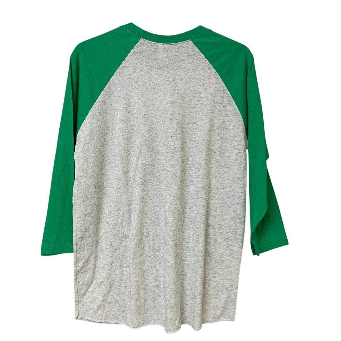 New Hand Printed Womens Medium Cheetah Cross Pray Long Sleeve Raglan Tee Shirt