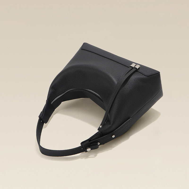 Genuine Leather Dumpling Shoulder Bag - Urban Minimalist Commuter Bag for Women