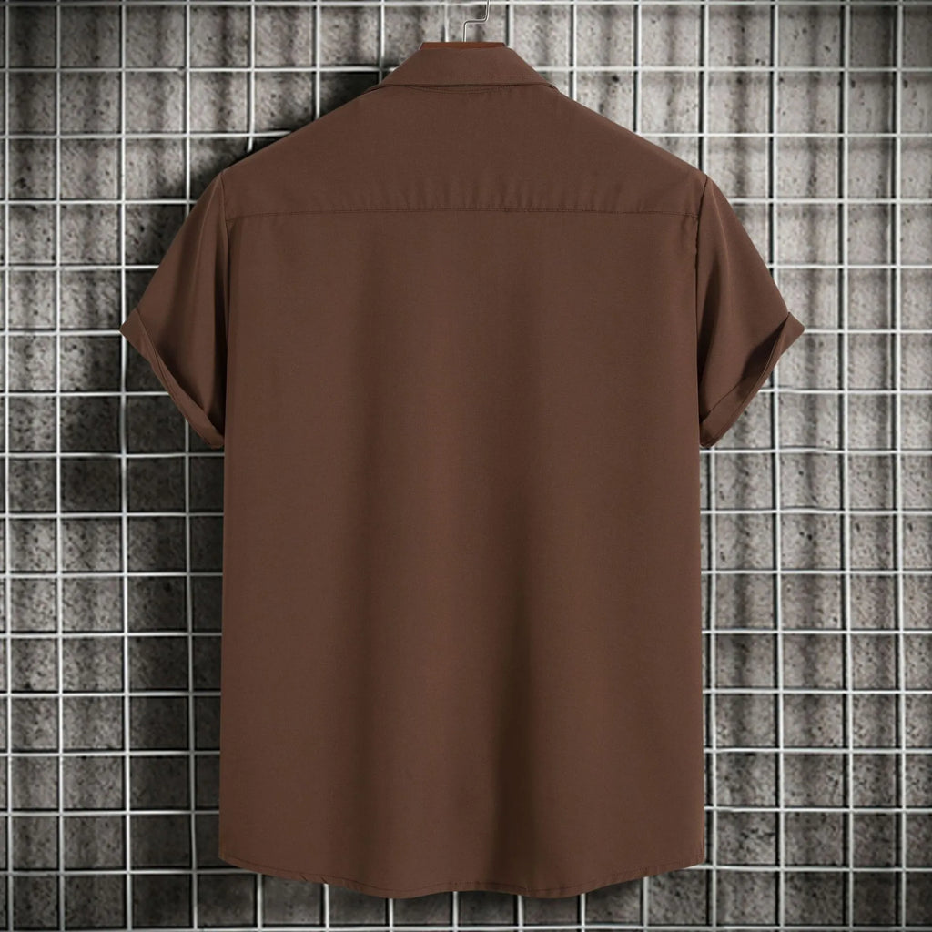 Men's Plus Size Casual Short Sleeve Button-Up Shirt