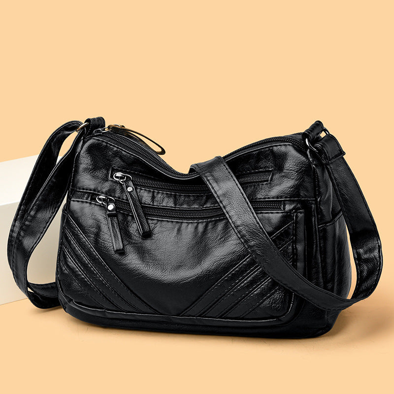 Retro-Textured Crossbody Shoulder Bag – Minimalist PU Leather Women's Bag