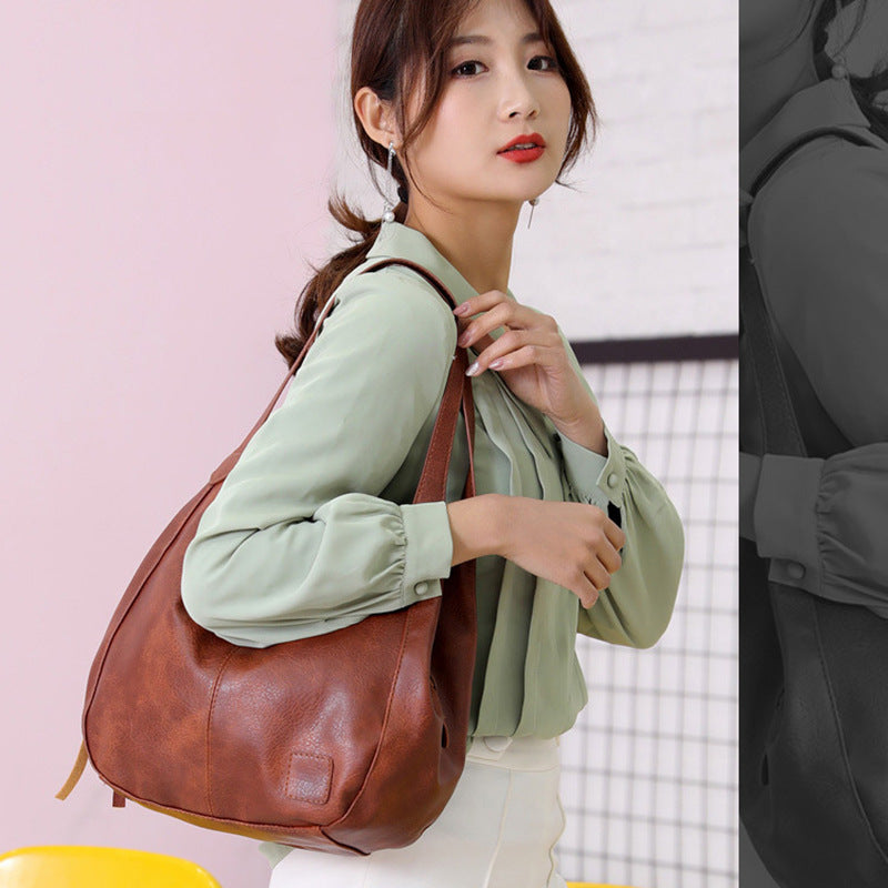 Women's Soft PU Leather Bucket Bag – Stylish Shoulder & Tote Handbag