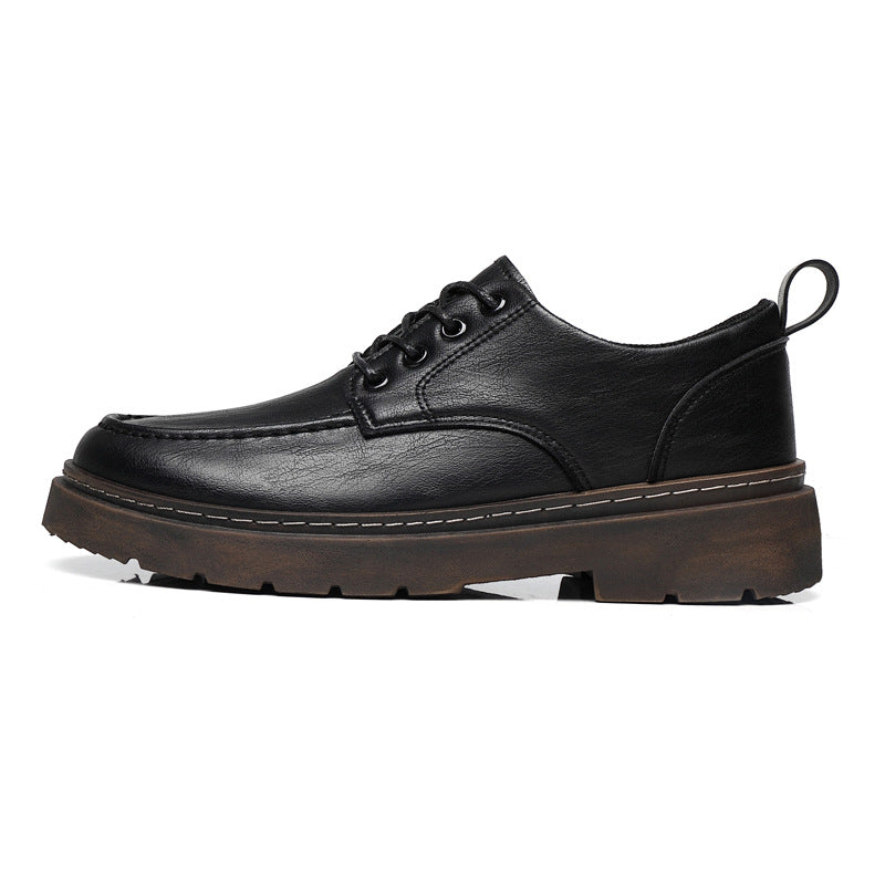 Men's British-Style Casual Sneakers - Thick Sole Round Toe Lace-Up Shoes