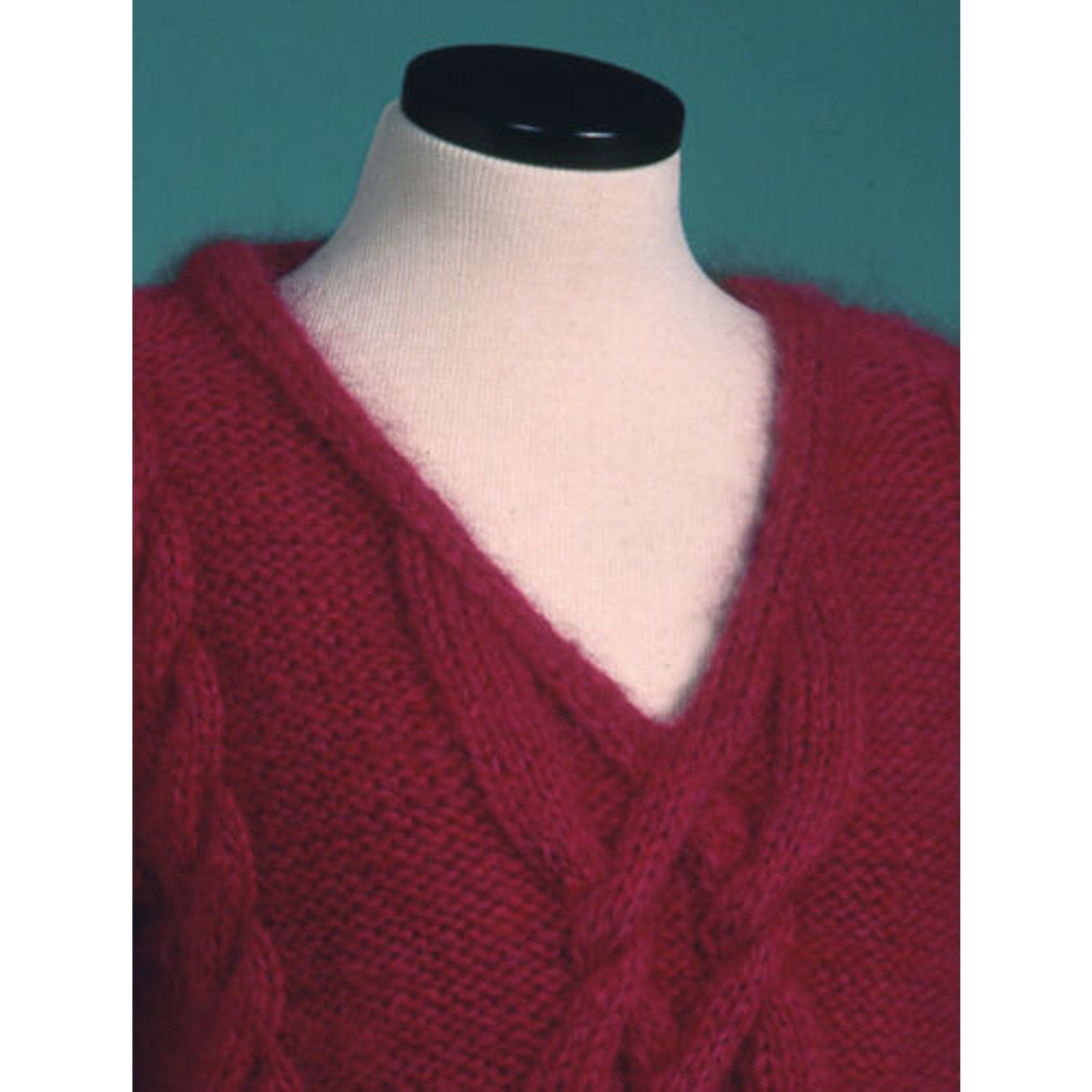 New Sue McCain Vermont Fiber Designs 124 V-Neck Cable Pullover Knitting Pattern