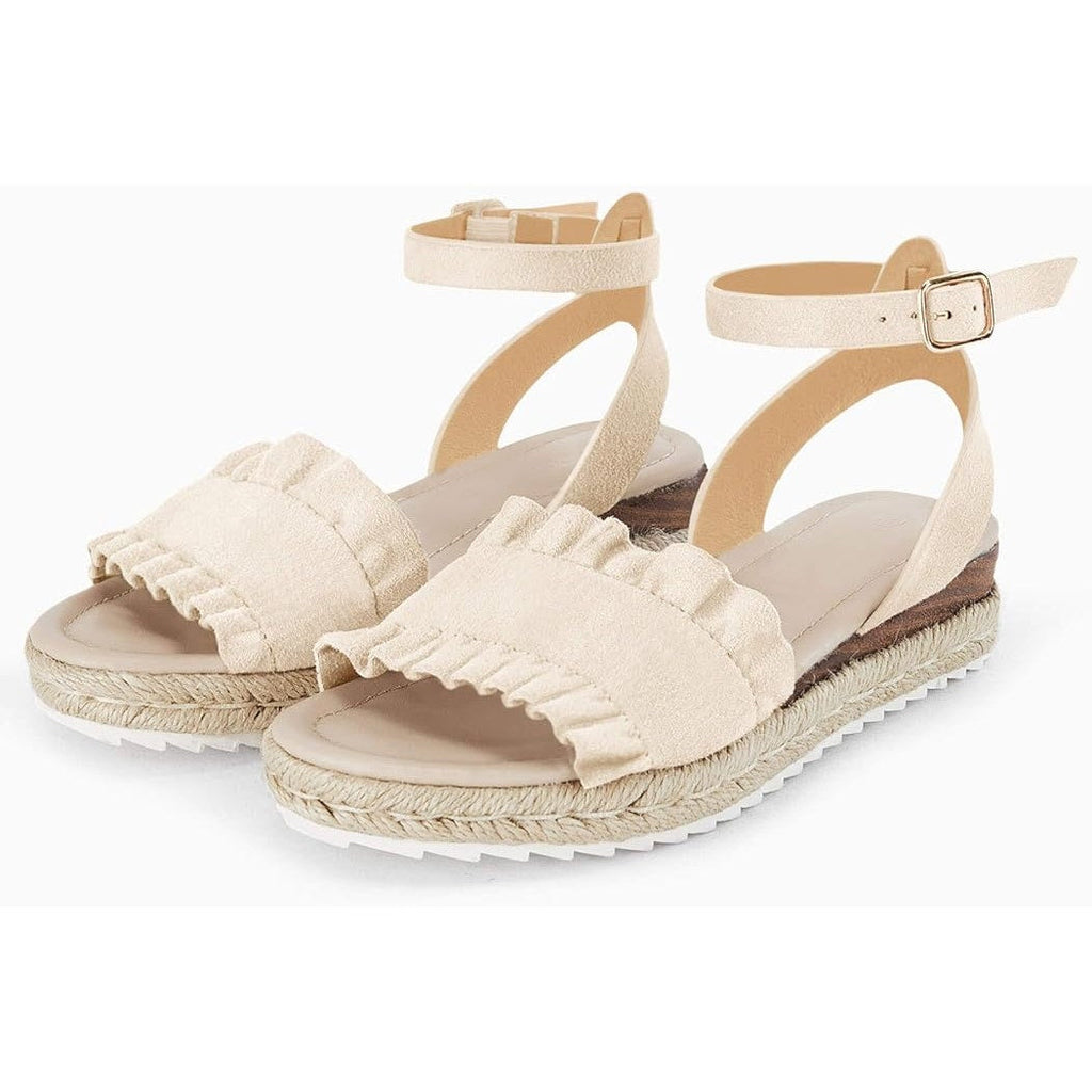 Coutgo Girls Size 11 .5" Platform Sandals Ruffle Open Toe Ankle Strap Shoes
