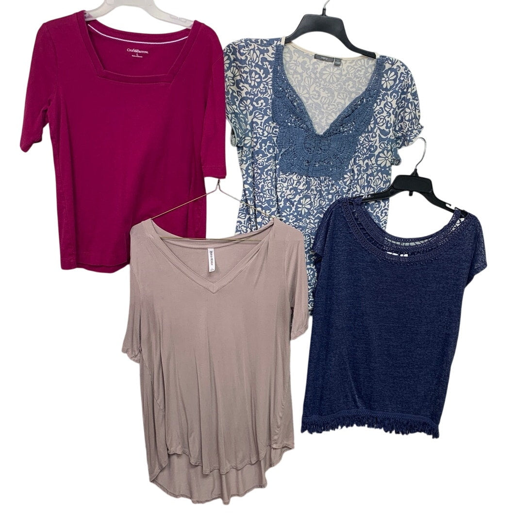 Lot of 4 Apt 9 Cato Croft & Barrow Womens Large Short Sleeve Floral Solid Tops