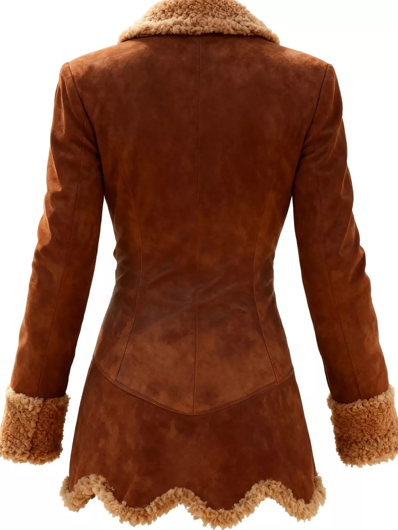 Vintage Suede Sherpa Trimmed Winter Coat
