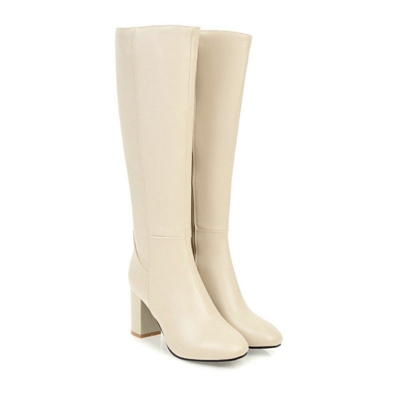Women's Over-the-Knee High Heel Boots | Chunky Block Heel Thigh High Boots