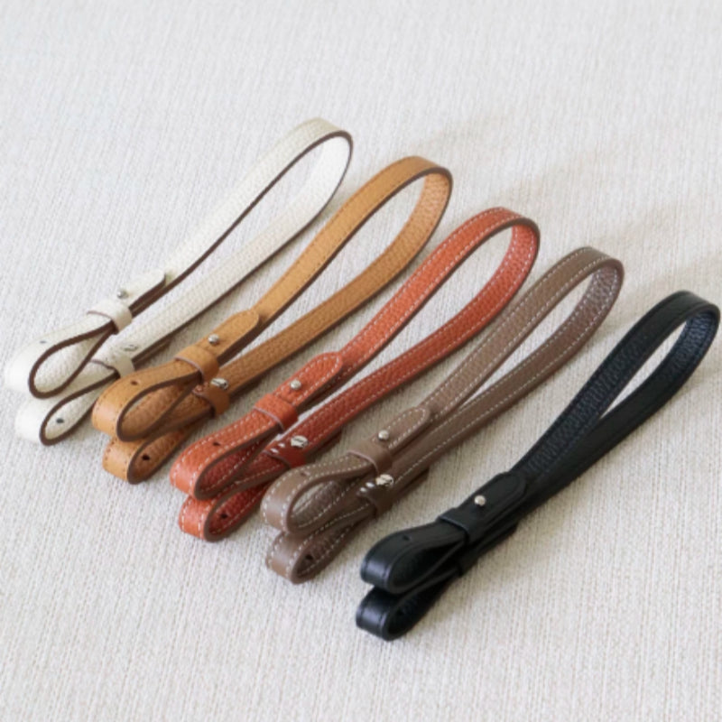 Genuine Leather Bag Strap Replacement – Adjustable Spaghetti Shoulder Strap with Gold & Silver Stud Detail