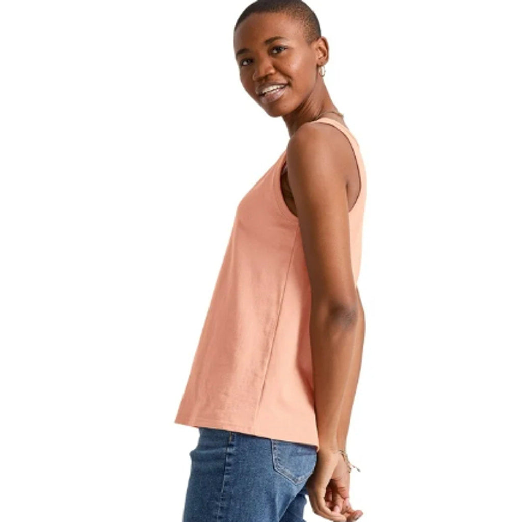 New Hanes Womens Small Essentials Solid Cantaloupe Orange 100% Cotton Tank Top
