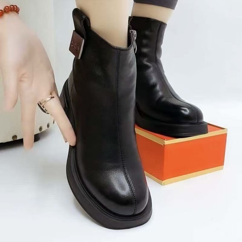 Women's Chunky Mid Heel Short Boots – Round Toe Block Heel Ankle Boots