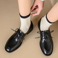 Women's Round Toe Chunky Heel Leather Loafers | Cowhide Upper Buckle Shoes