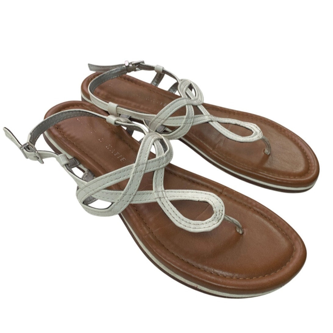Kelly & Katie Womens Size 8.5 White Sandals T Strap Open Round Toe Shoes