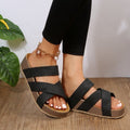 Women's Woven Platform Sandals | Flat Open-Toe PU Summer Beach Shoes