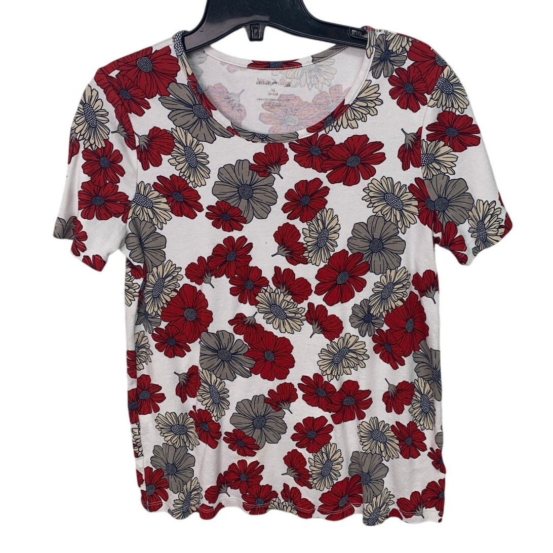 Lot of 4 Womens Medium Floral Paisley Boho Short Sleeve Summer Tops Shirts