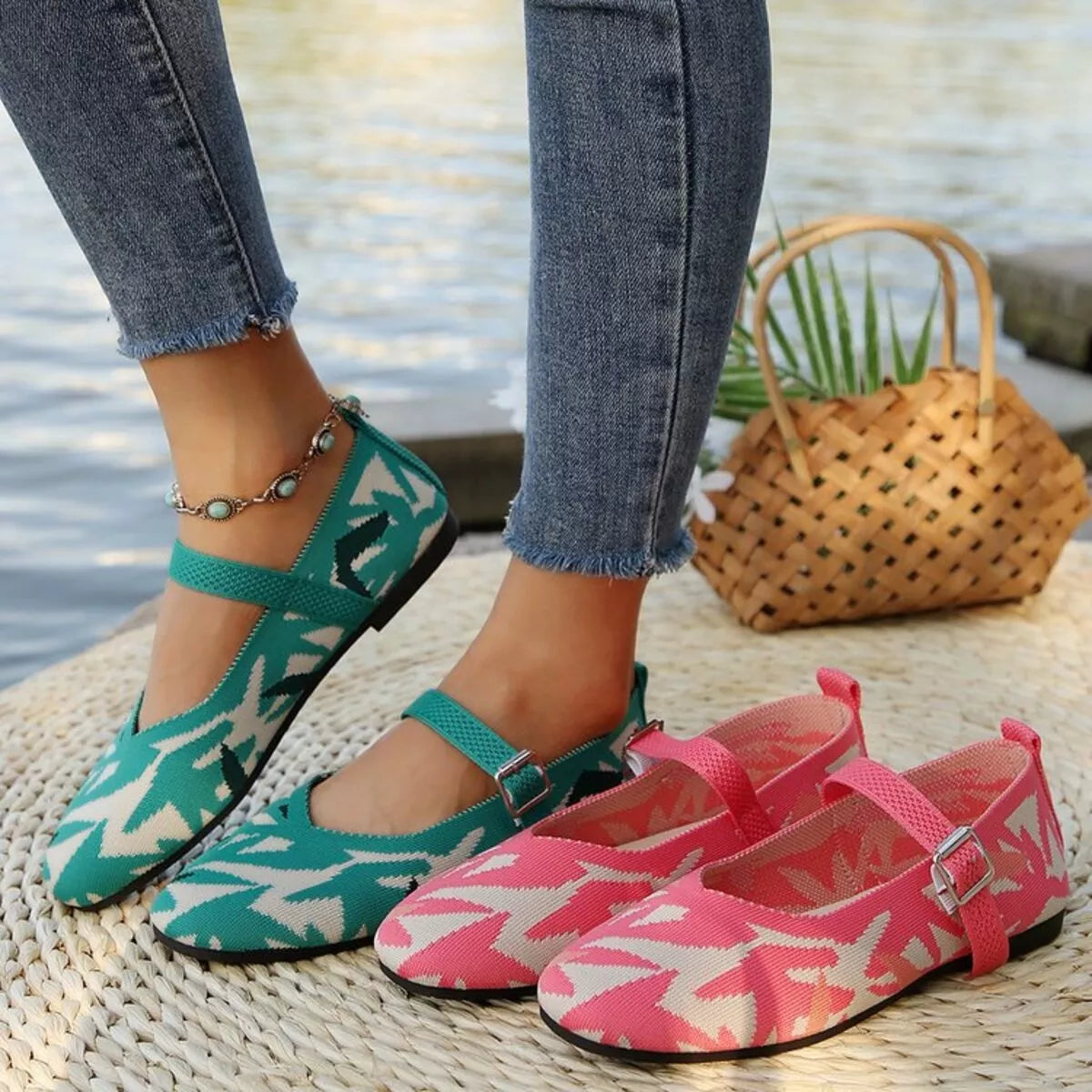 Round Toe Mesh Slip-Ons
