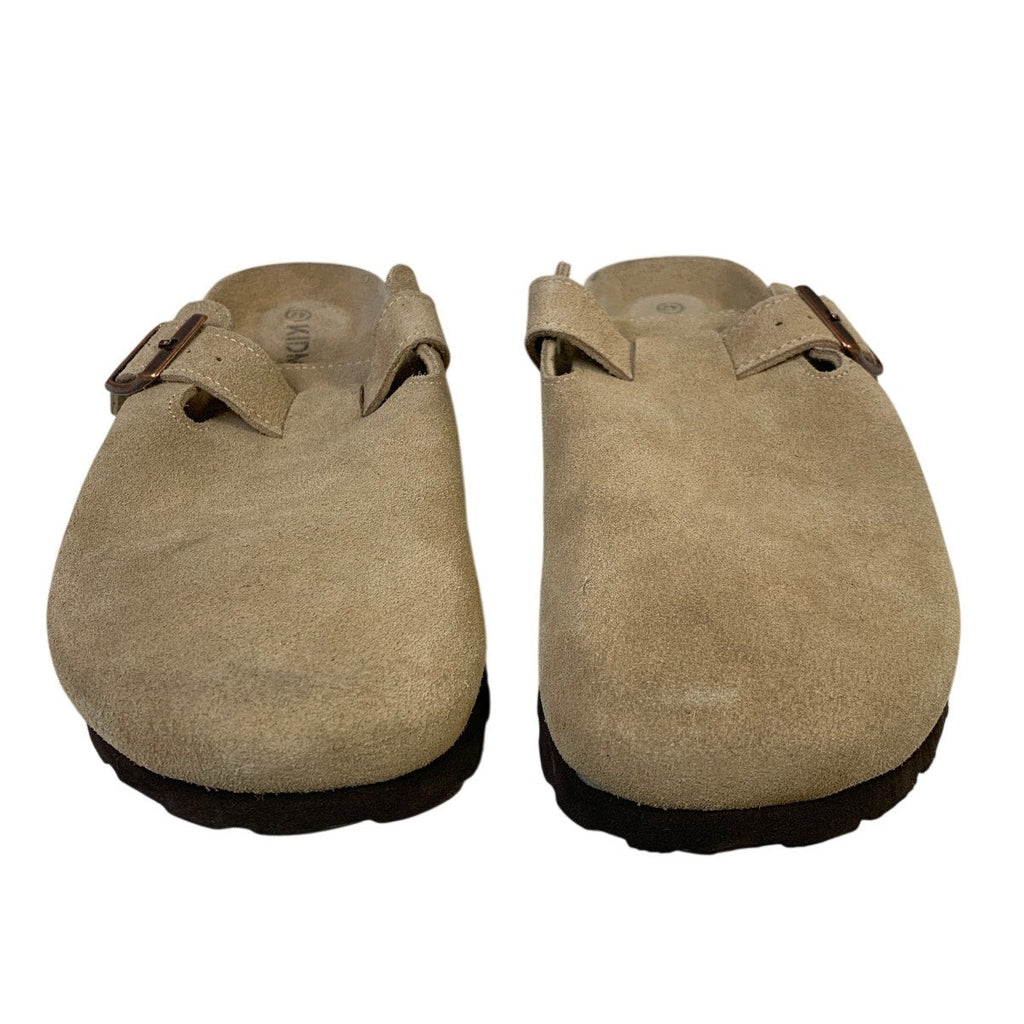 Kidmi Womens Size 11 Mocha Suede Clogs Round Toe Buckle Strap Slip On Shoes