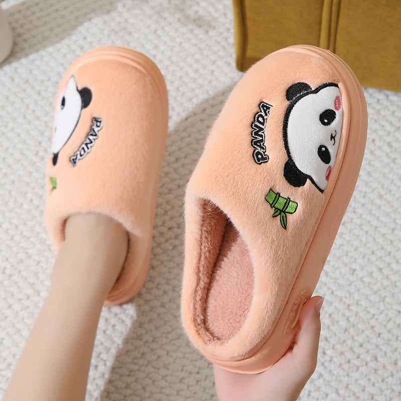 Panda Slippers for Women & Men - Cute Cartoon Plush Indoor House Shoes with Thick Anti-Slip EVA Sole