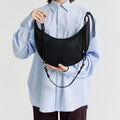 Women's PU Leather Crescent Shoulder Bag – Waterproof Geometric Crossbody Handbag