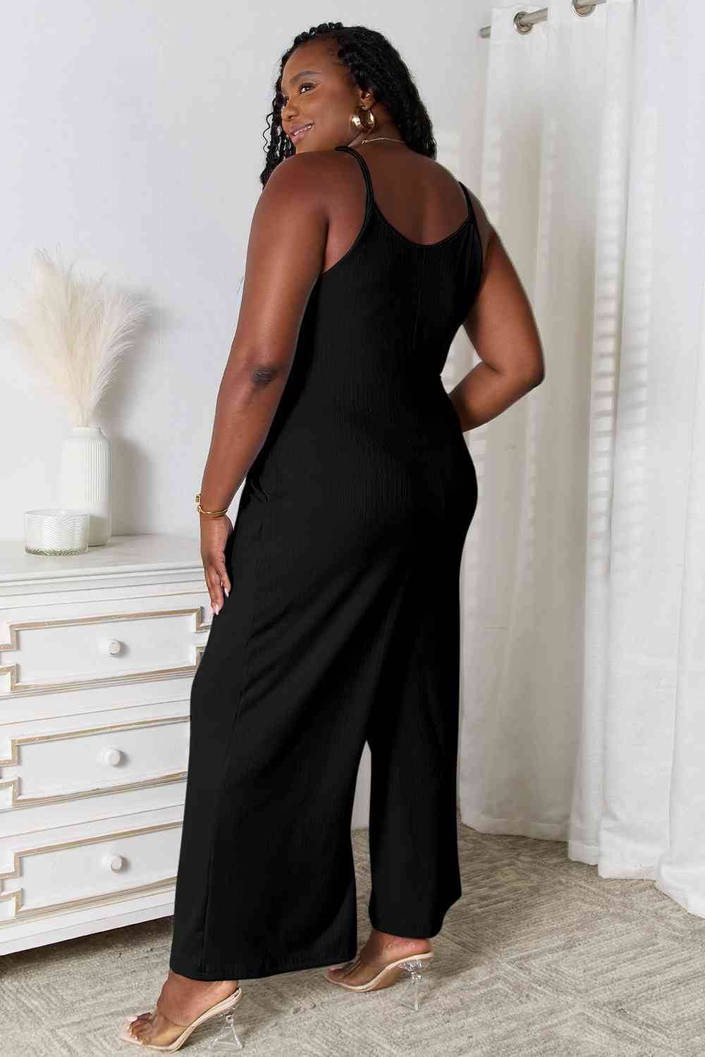 Basic Bae Spaghetti Strap Jumpsuit - Full Size V-Neck Design