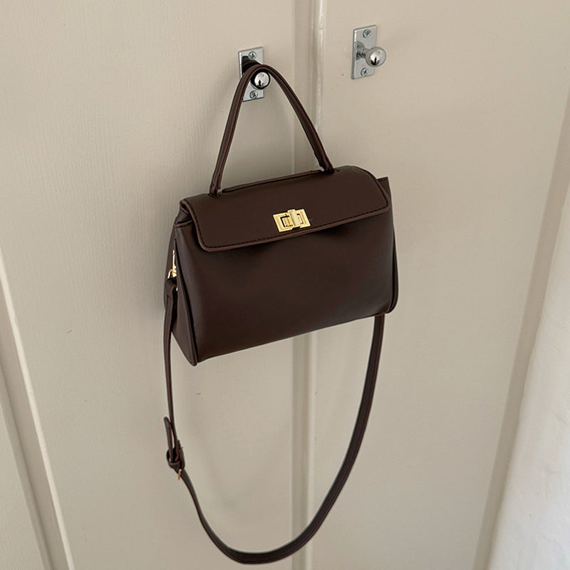 Korean-Style Minimalist PU Leather Commuter Tote Bag