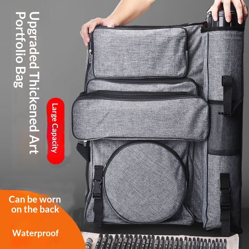 Large Canvas Art Drawing Backpack – Oxford Cloth Artist Bag | Extra Thick, 4K Black