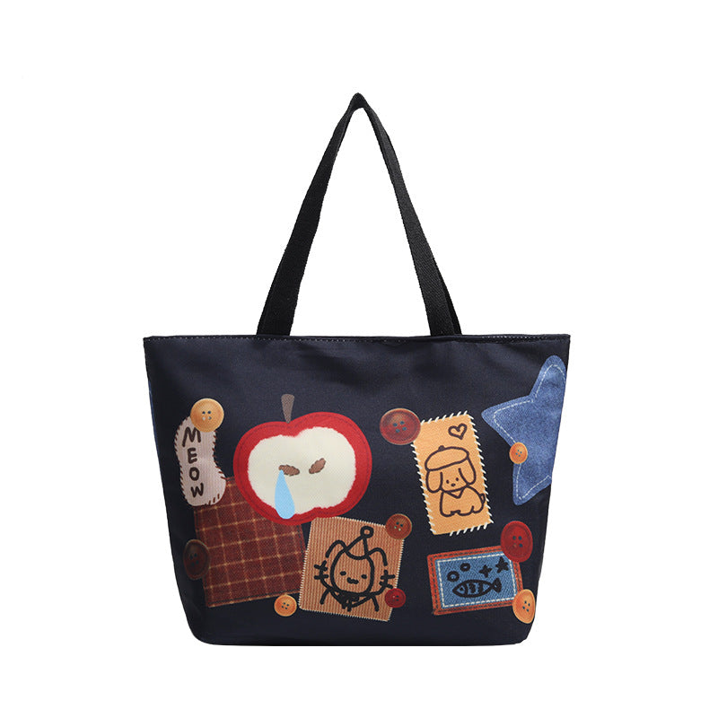 High-Capacity Printed Canvas Tote Bag