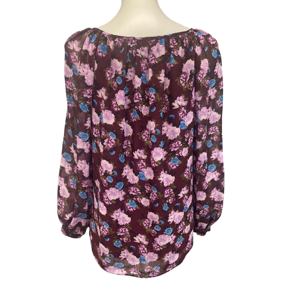 INC International Concepts Womens Medium Long Sleeve Floral Keyhole Blouse Top