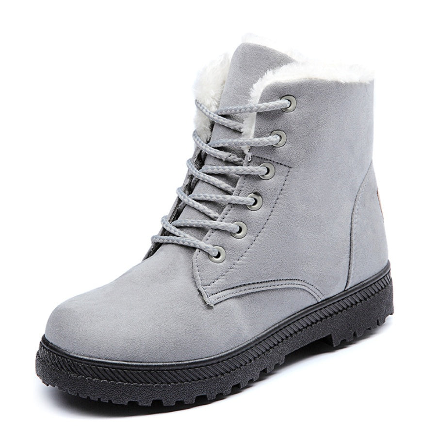 Women's Plush Snow Boots | Flat Heel Waterproof Casual Winter Boots