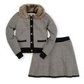 Faux Fur Cardigan and Skirt Organic Sweater Set