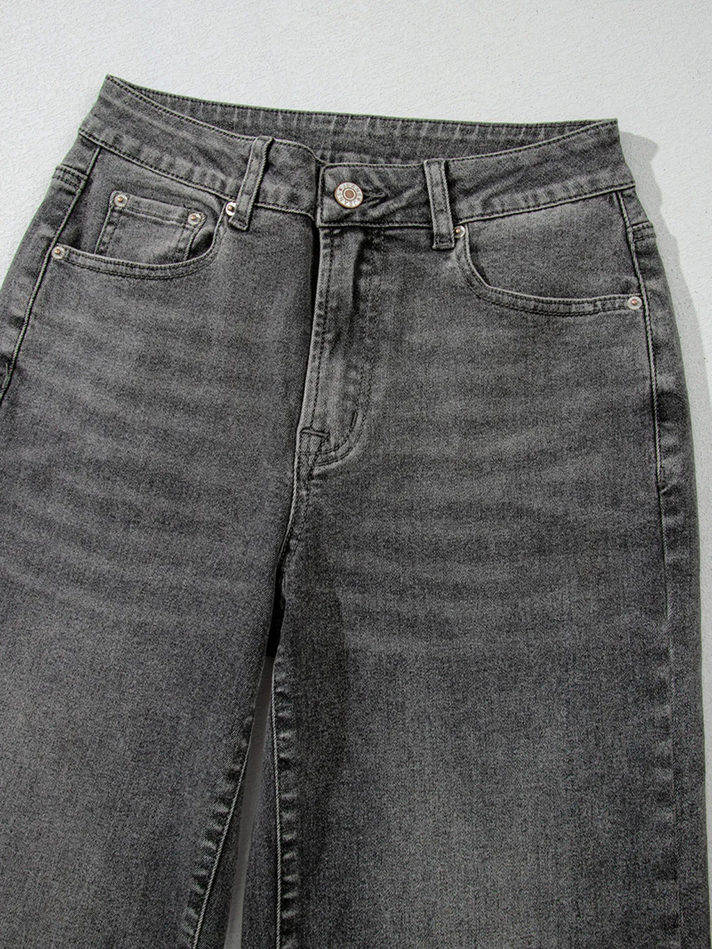 Raw Hem Unique Cuffs Straight High Rise Loose Jeans