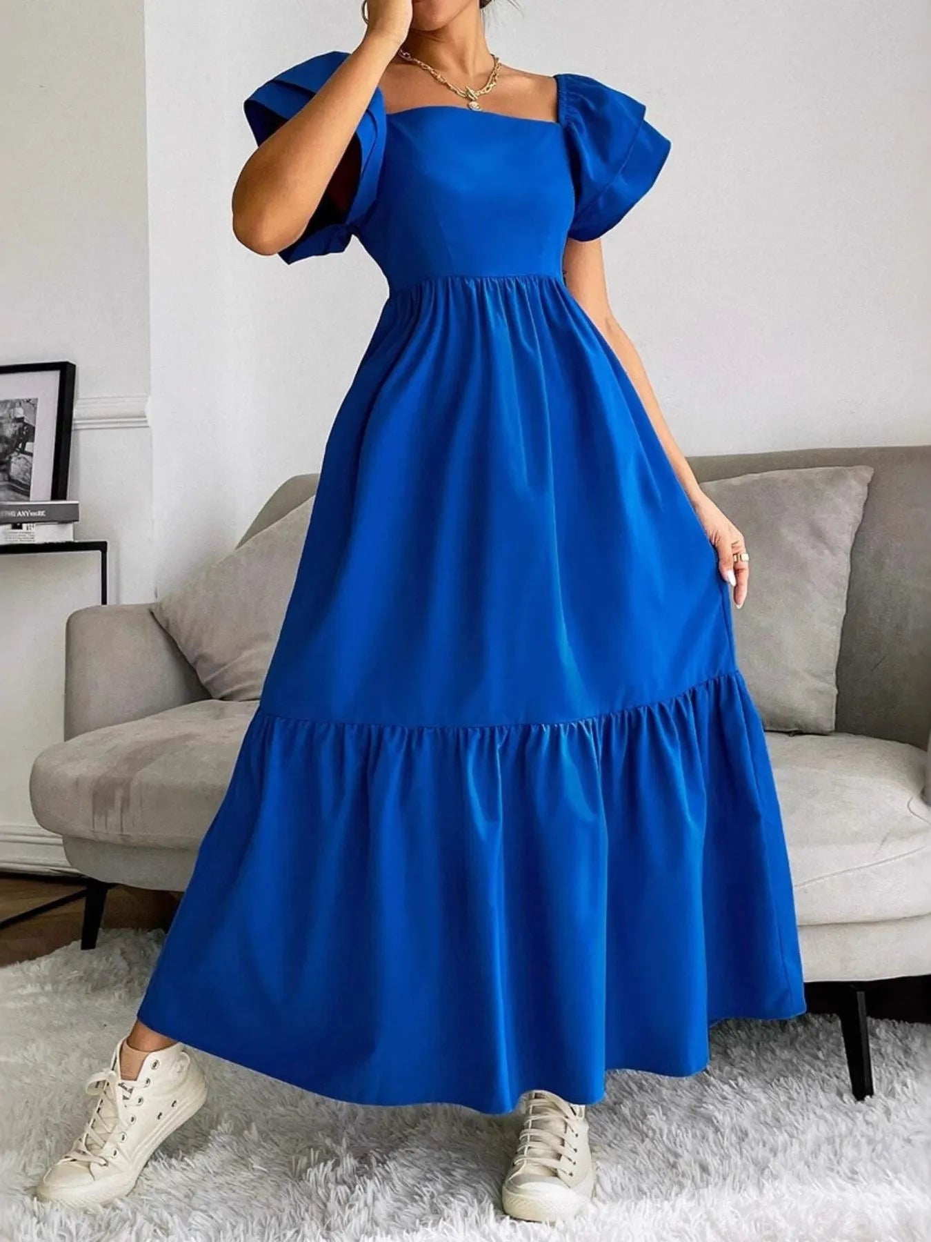 Tiered Square Neck Maxi Dress
