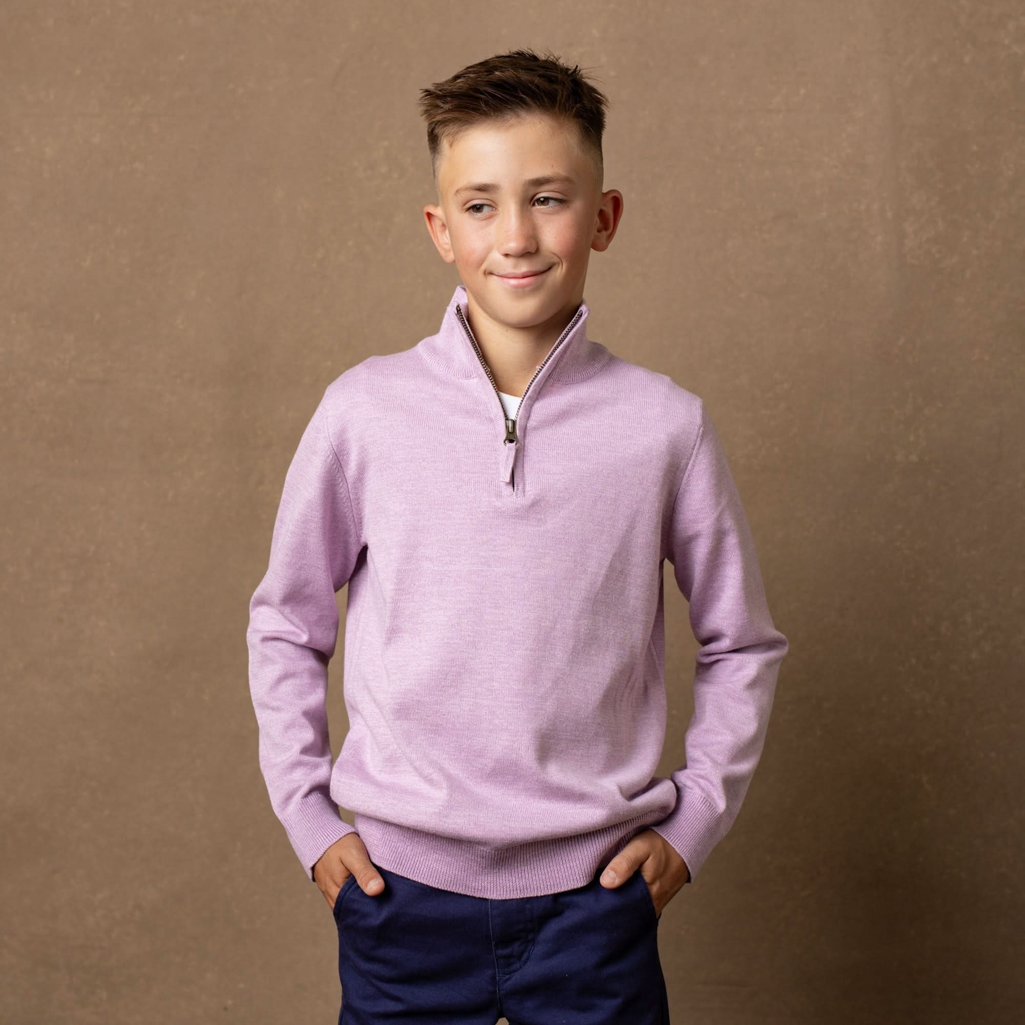 Organic Fine Gauge Half Zip Sweater - Baby