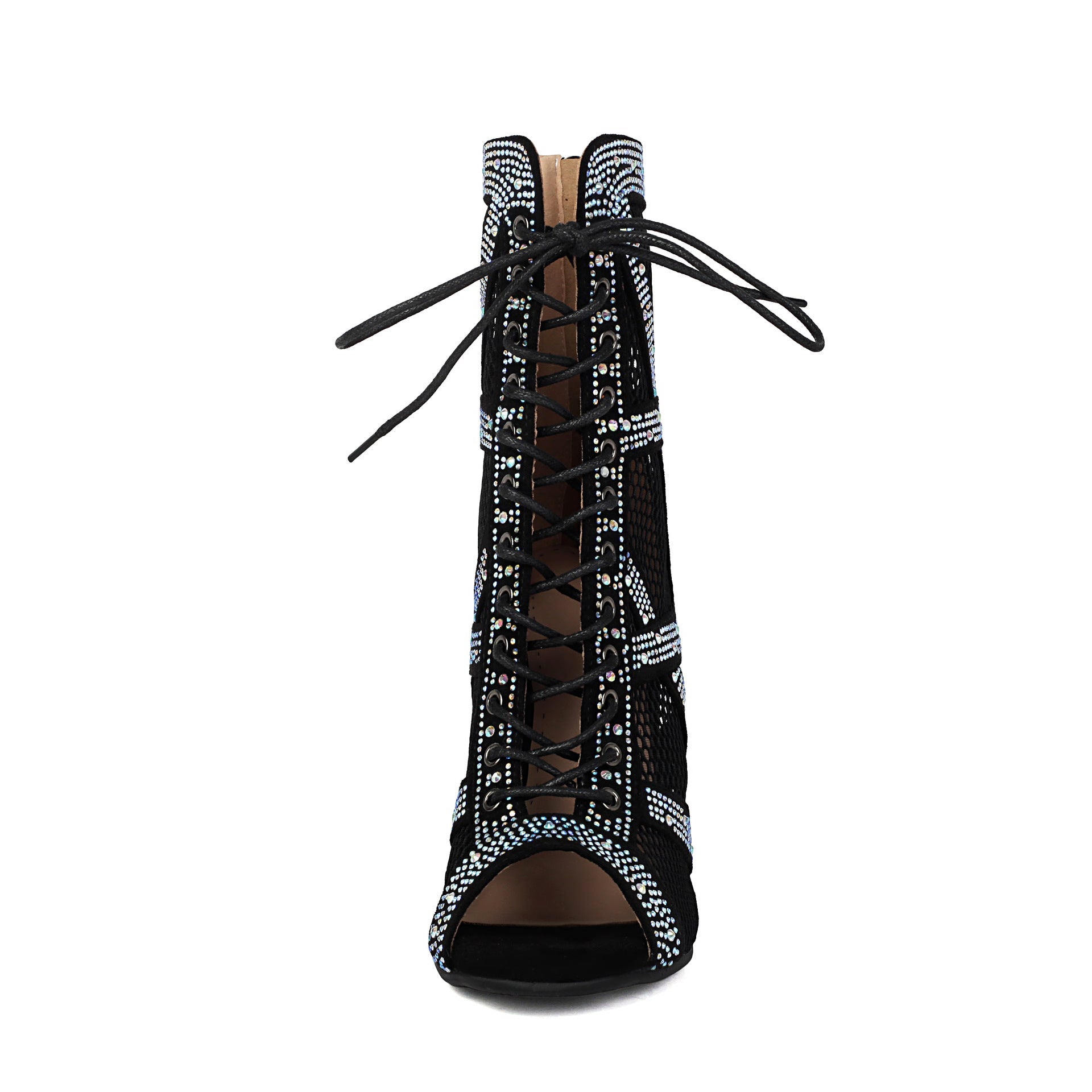 Women's Sparkling Rhinestone Mesh High Heels – Satin Dance & Evening Shoes