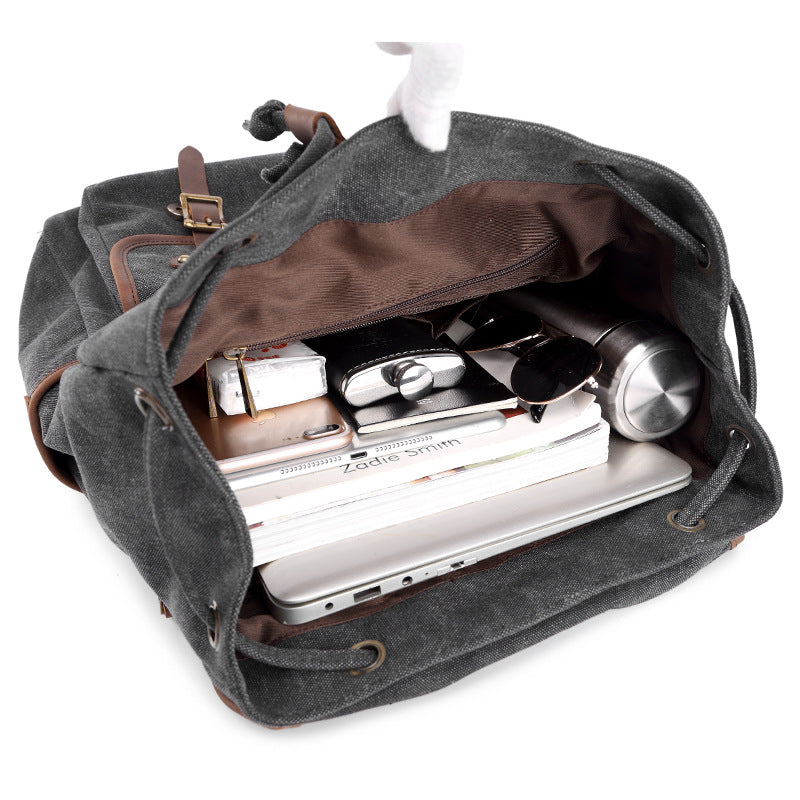 Canvas Backpack Oil Wax Outdoor Travel