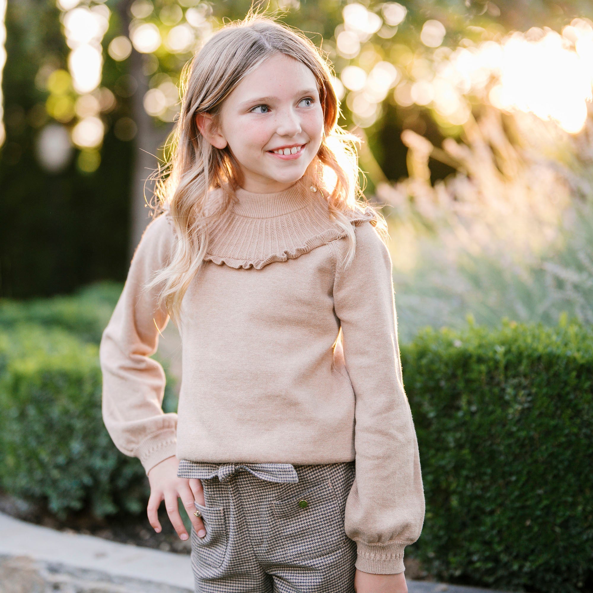 Organic Mock Neck Ruffle Sweater