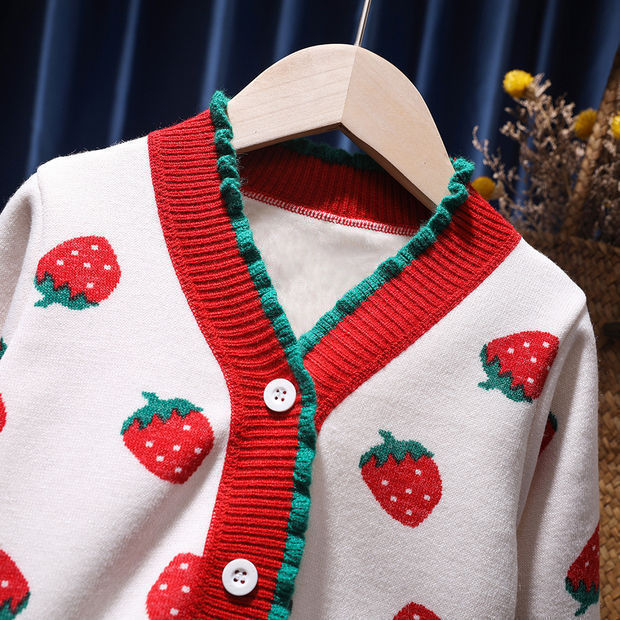 Girls' Fleece-lined Western Style Knitted Sweater Coat