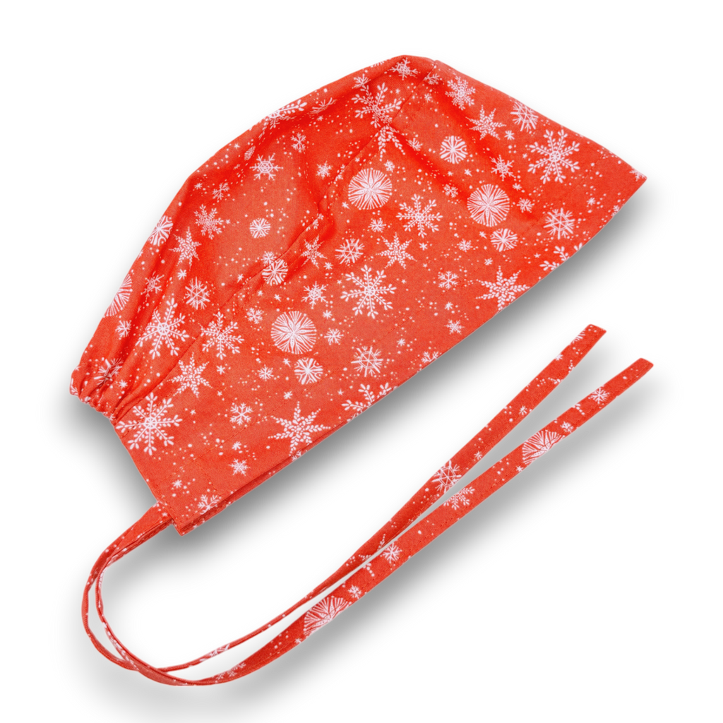 Christmas Skull tie-back style surgical scrub cap by Paradise Caps.