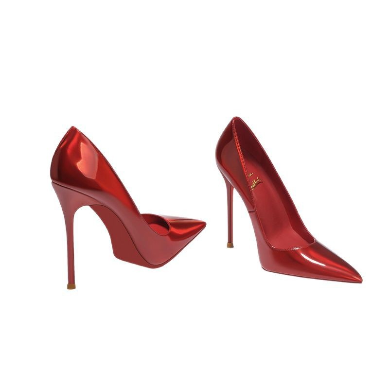 Red Sole Pointed Toe Slip-On Pumps – Women's Stiletto High Heels