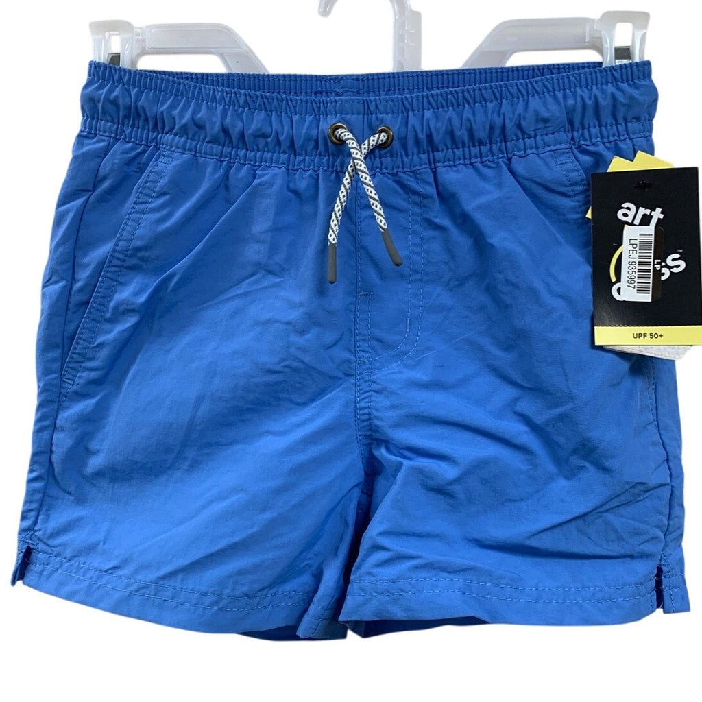 2 New Art Class Boys Medium (8) Lined Blue Pink Tropical UPF 50+ Swimming Trunks