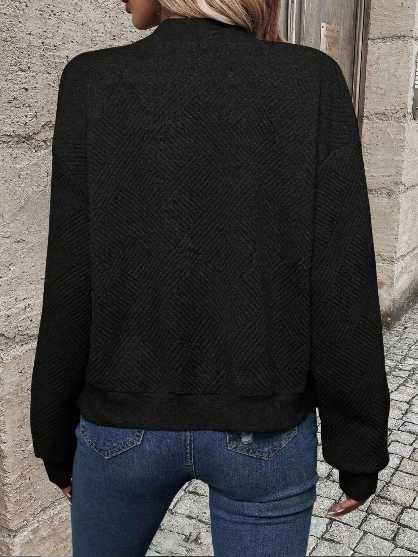 Texture Zip-Up Bomber Jacket