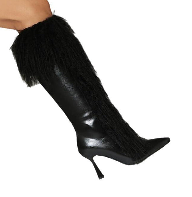 Women's Tassel Stiletto Boots – Suede High Heel Side Zipper Long Boots