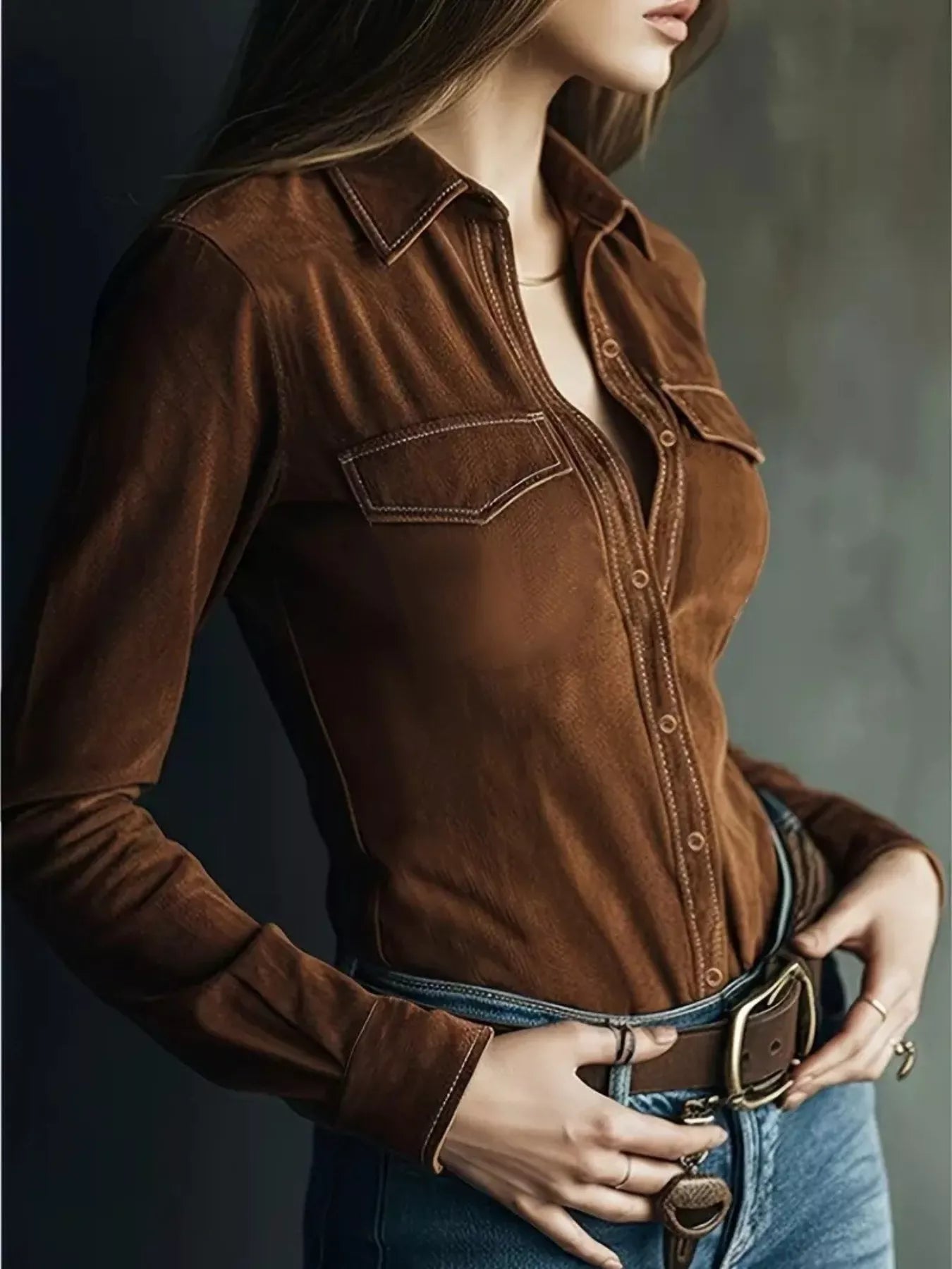 Vintage Button-Down Long Sleeve Shirt