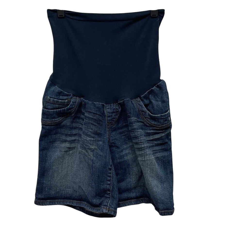 Motherhood Maternity Medium Stretchy Belly Panel Dark Denim Blue Jean Shorts