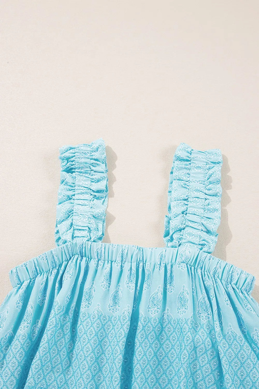 Printed Ruffled Wide Straps Tank